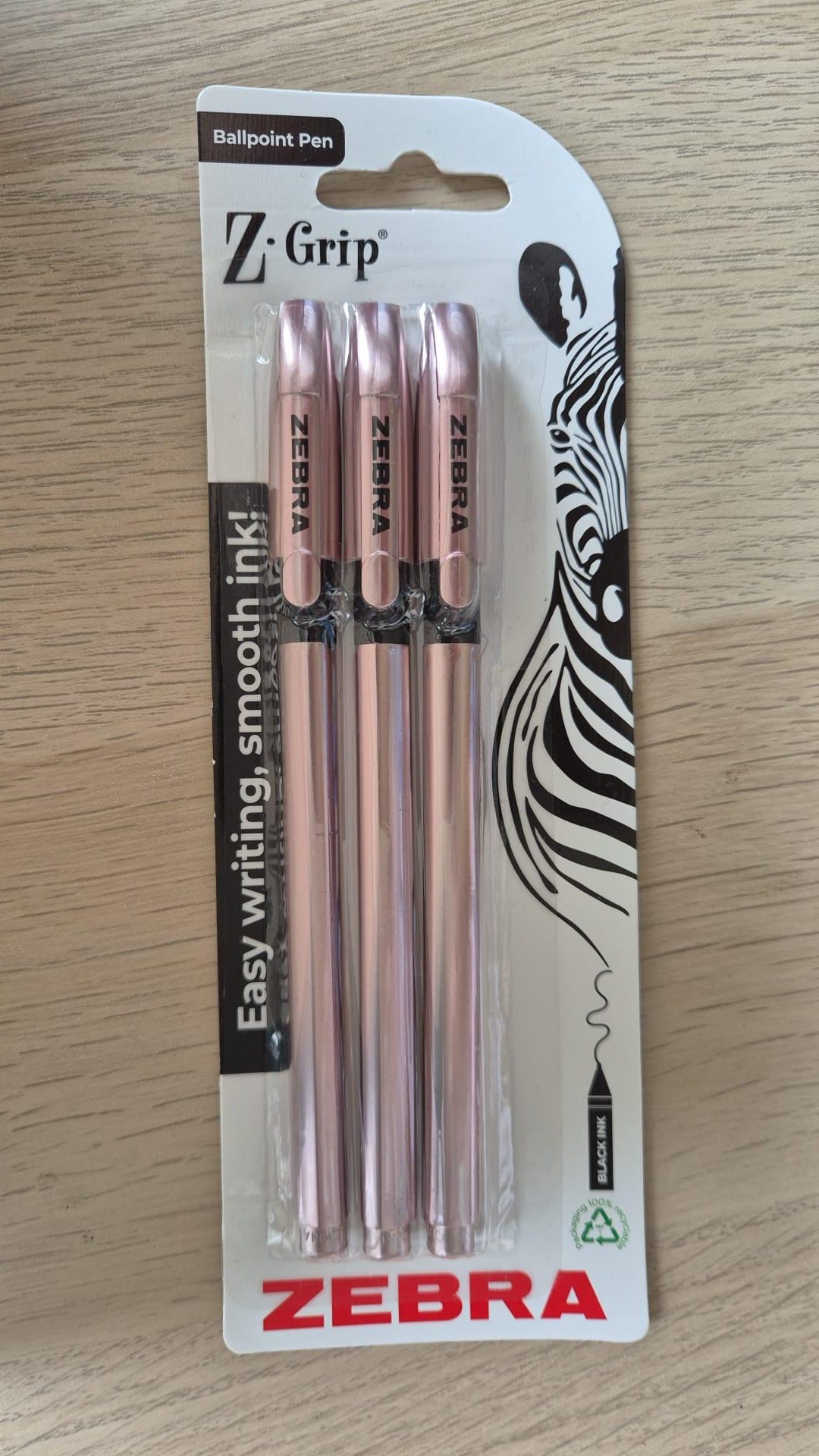 Zebra Z - Grip Smooth Rose Gold Ballpoint Pens (Pack of 3)