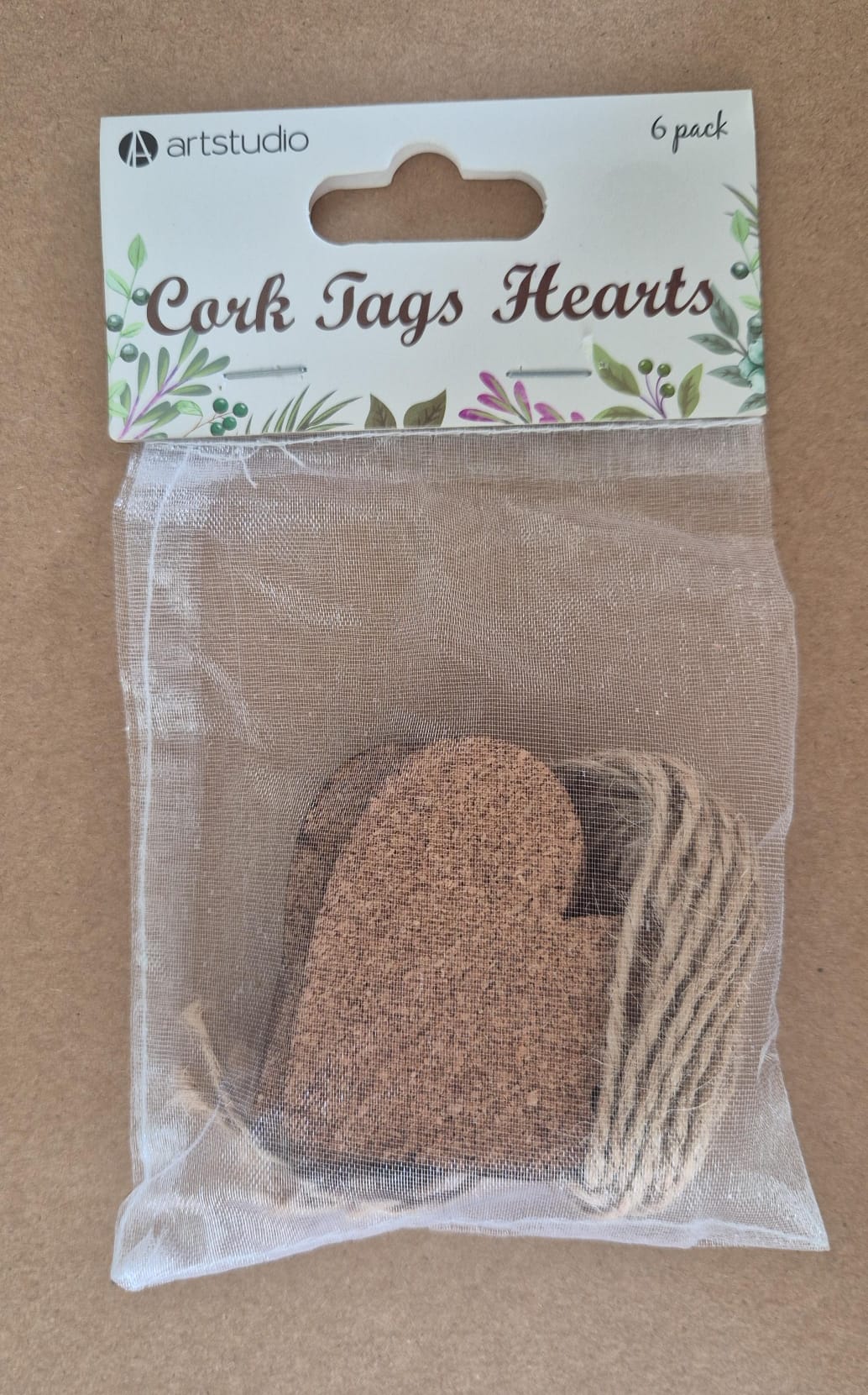 Cork Heart Embellishments – Set of 6